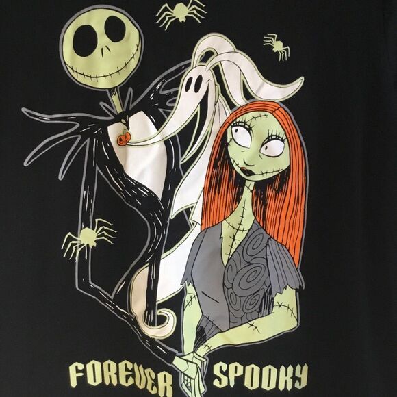 Disney Nightmare Before Christmas black tee “Keep it Spooky” Jack & Sally - Picture 2 of 4
